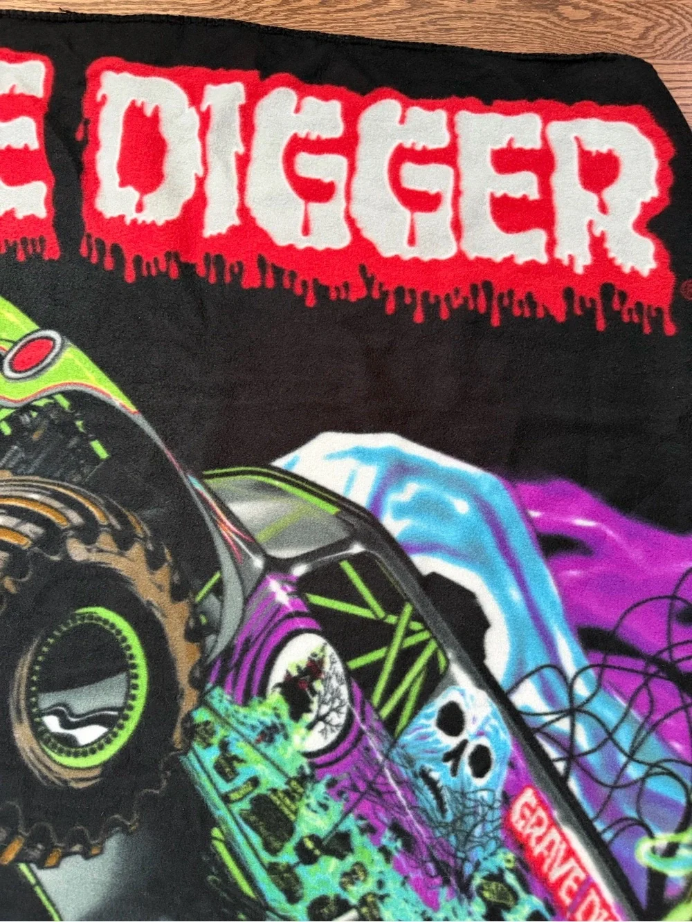 2006 Monster  Jam Grave Digger  Multicolor Monster Truck  Fleece Blanket
